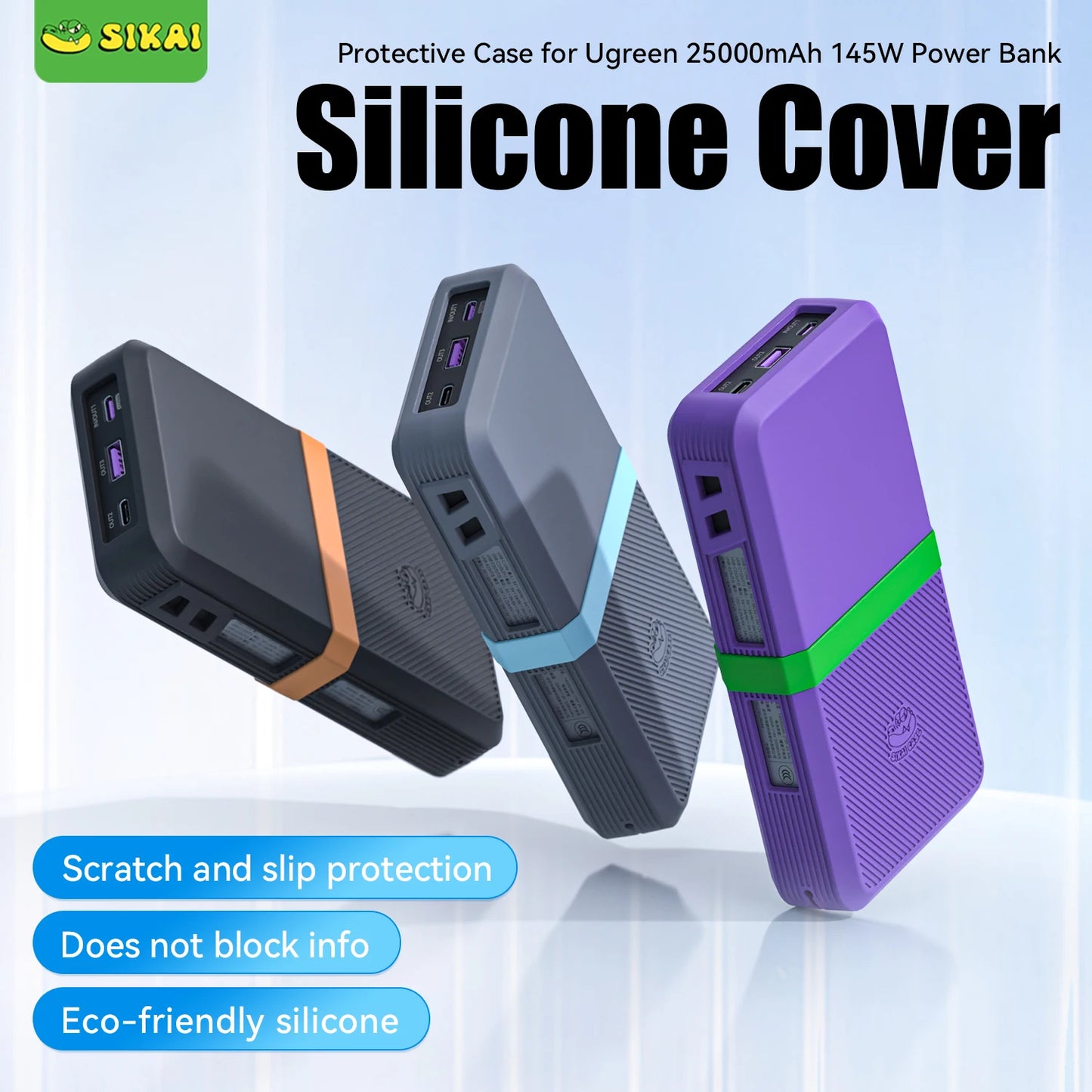 SIKAI Silicone Case for UGREEN 145W 25000mAh Power Bank  Shockproof Cover with Precise Cutouts