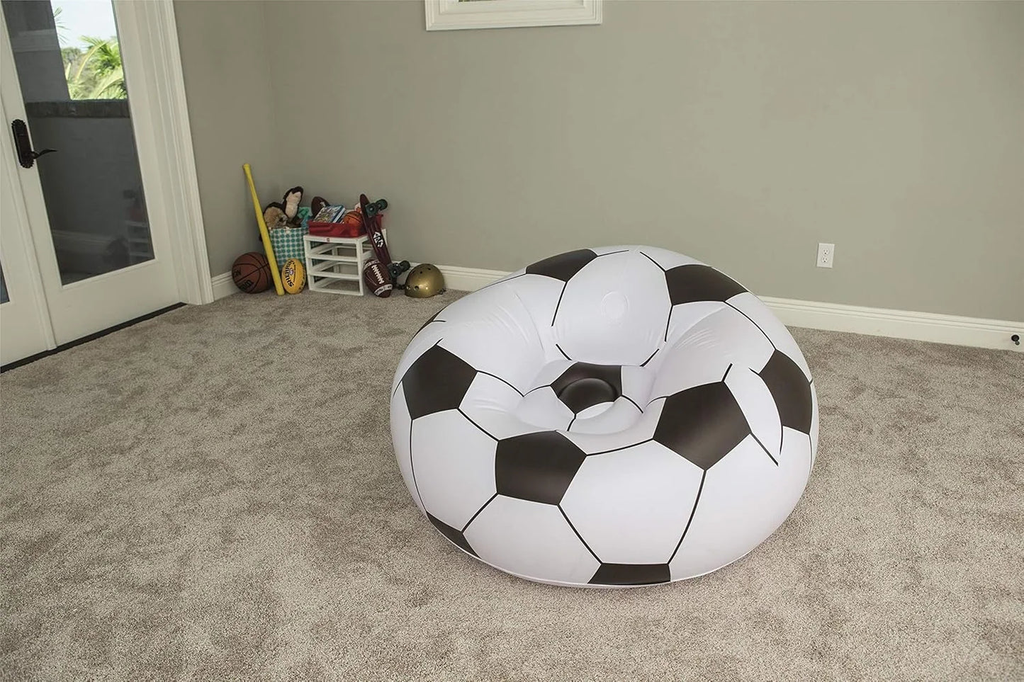 1pc Football Sofa Inflatable Chair Portable Lazy Couch Creative PVC Material Lightweight Compact Travel Beach Trip Park Festival