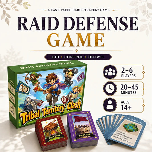 Resource Management Card Game for 2-6 Players, Territory Control Strategy Game with Secret Bids, Simultaneous Actions, Ages 14+