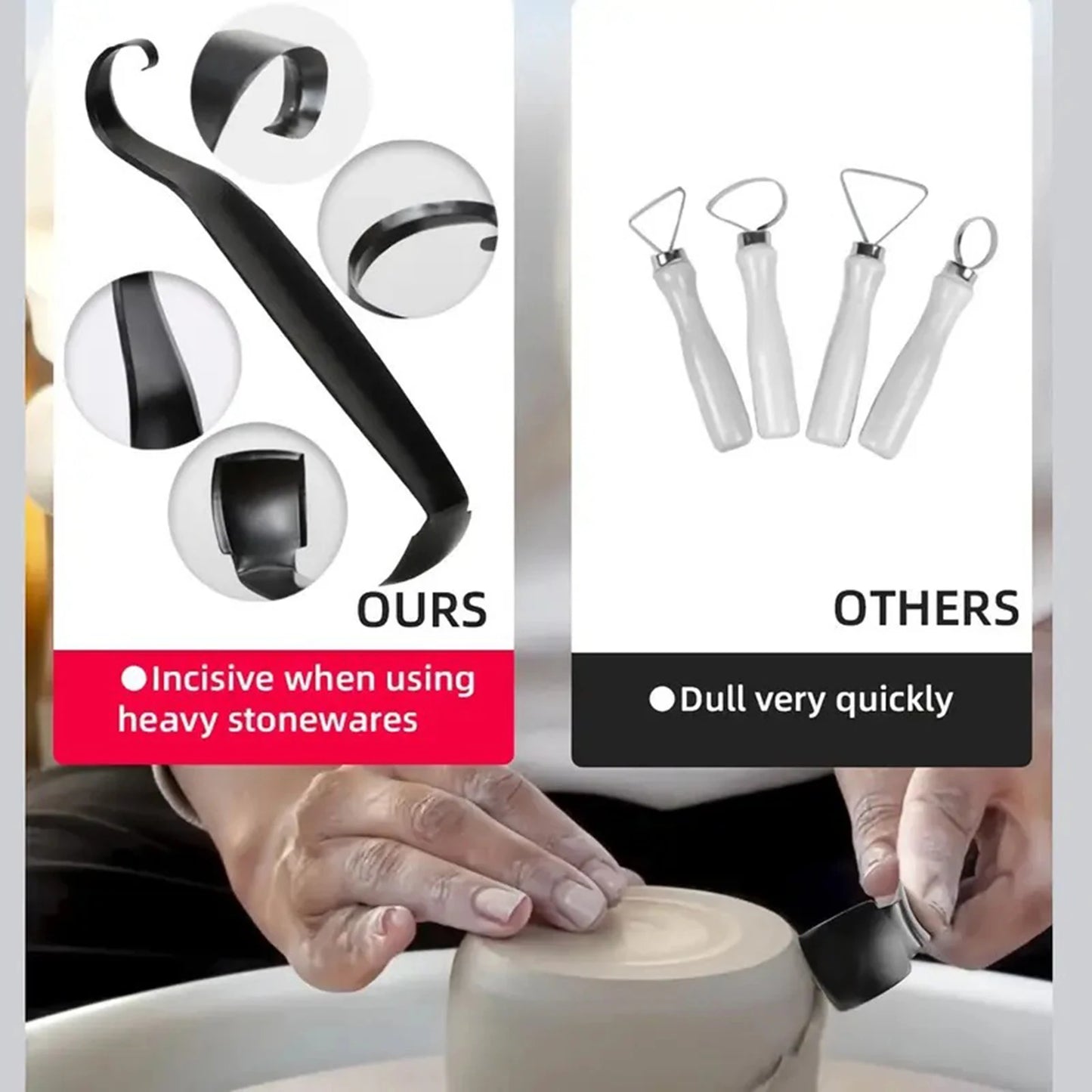 Multifunctional Pottery Trimming Tool Double-Headed Ring Scraper Carving Knife Clay Modeling Throwing Blank Repair Tool