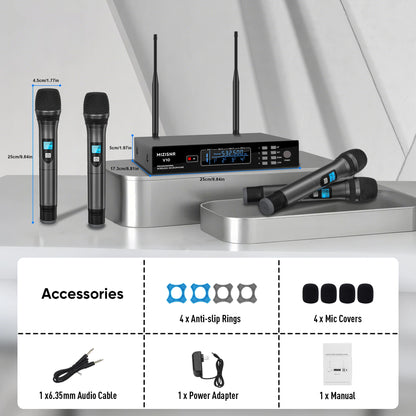 FULUODE V-10 4-channel professional wireless system with 4 handheld microphones