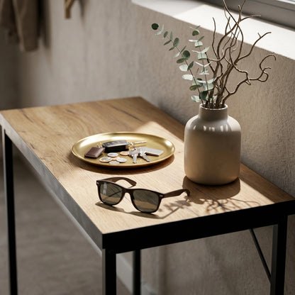 Loft-style console table ORIGO 90 cm Craft Oak with black legs