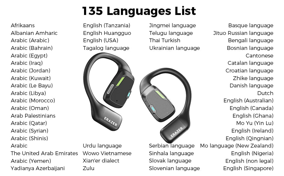 [Słuchawki douszne z tłumaczem AI] Erazer XP6 Słuchawki bezprzewodowe Zestaw słuchawkowy do gier Korektor APP Słuchawki Bluetooth Wodoodporne Mocny dźwięk