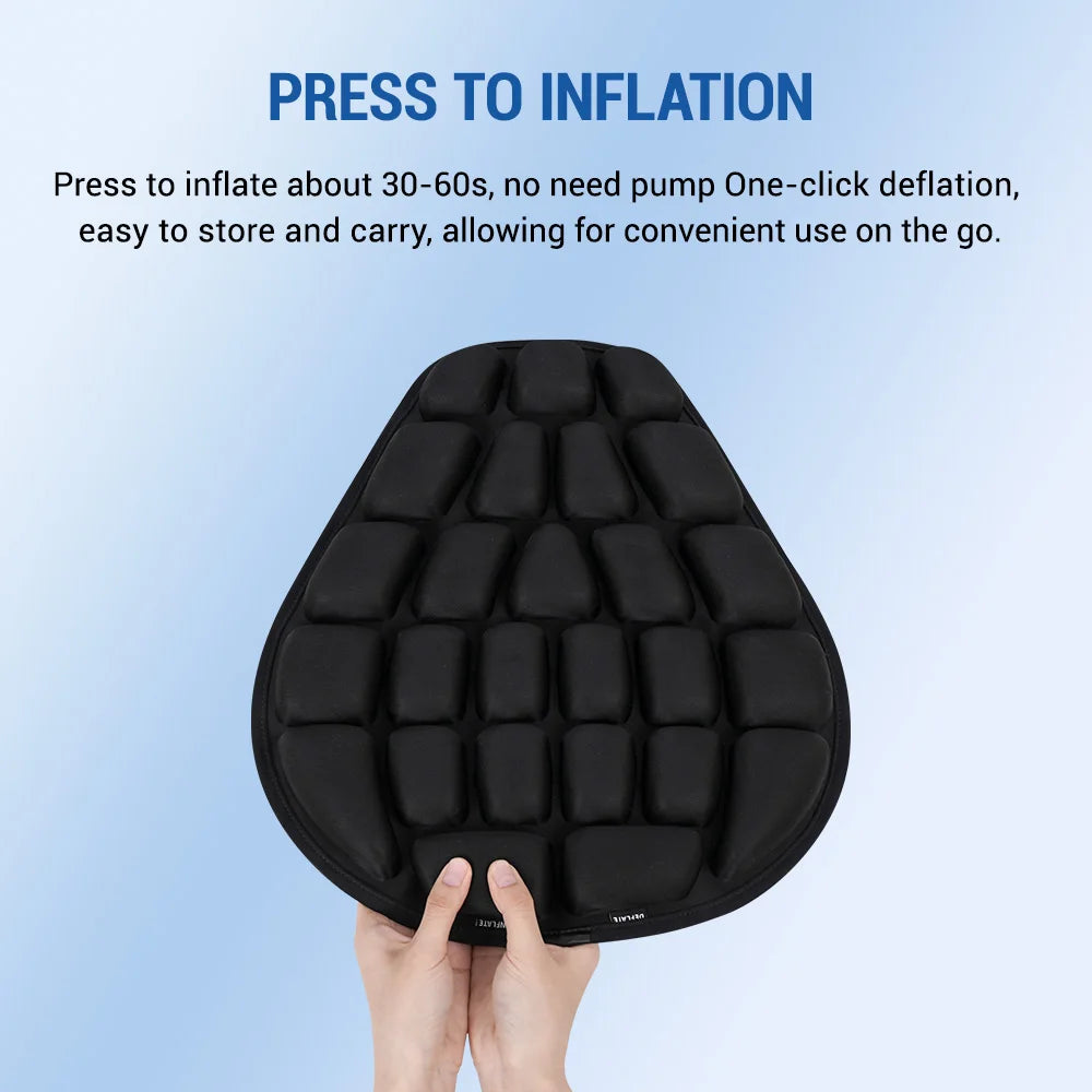 3D Motorcycle Air Seat Cushion, Pressure Relief Air Pad, Shock Absorbing Ventilation Motorcycle Air Seat Cover, Portable