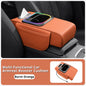 Car Armrest Cushion Center Console Storage Organizers Seat Cover Cup Holder Tissue Box Phone Slot Fast Charger Ambient LED Light