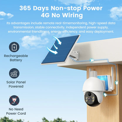 XIAOVV 4G Sim 6MP Solar Outdoor Cameras  PTZ Surveillance Outdoor Waterproof Security Cams Color Night Vision Smart Home
