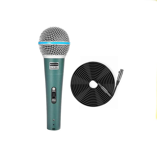 Beta58 Wired Dynamic Microphone with Transformer, Super-Cardioid Pattern, Professional Vocal Microphone Suitable for Ktv / Stage / Recording Studio (Includes Cables, Stand)