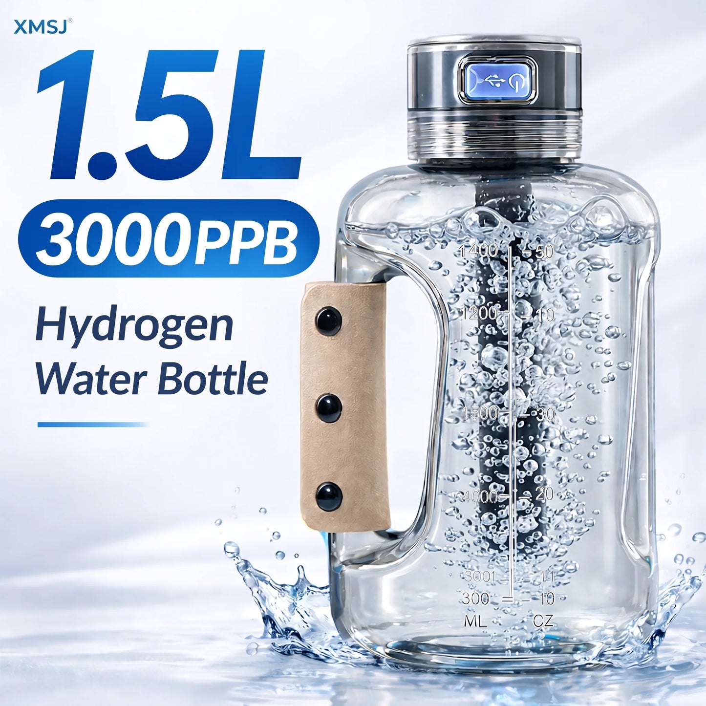 Hydrogen Water Bottle 1.5L Portable Hydrogen Rich Water Generator Large Capacity Sports Cup for Gym Outdoor Fitness