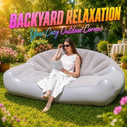 1PC Outdoor Inflatable Sofa, Air Couch Portable Lounge Chair Flocked Lazy Sofa Bed for Garden Patio Beach Camping