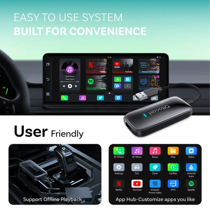 OTTOCAST Play2Video Ultra Wireless CarPlay Android Auto Adapter for Youtube Netflix Car Accessories for Benz Ford VW Kia Toyota
