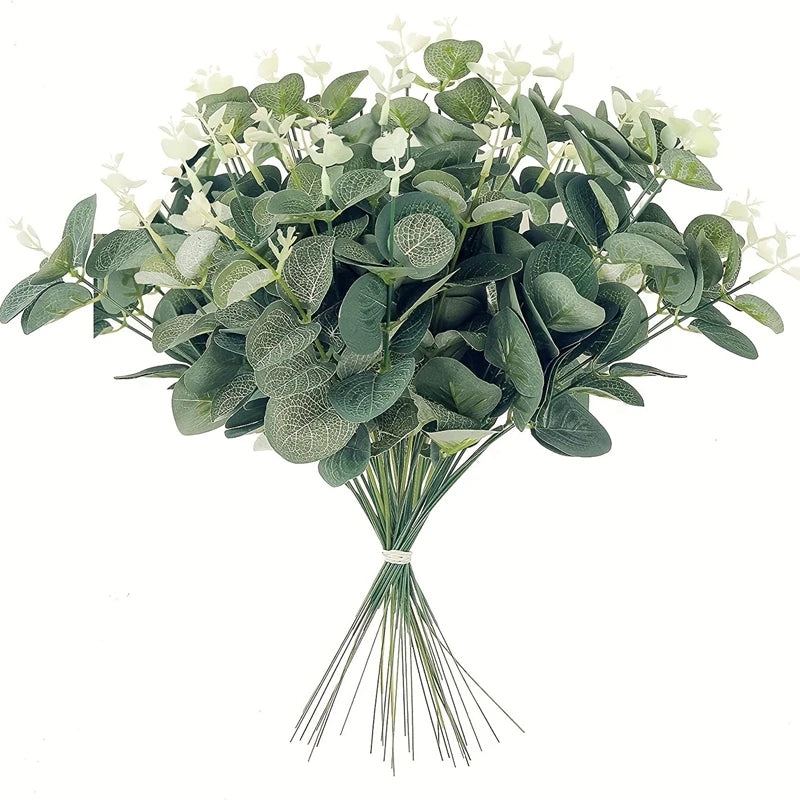 5/10/15Pcs Artificial Eucalyptus Flowers Bouquet Fake Plant Garden Wedding Decoration for Home Decor Bridal Garland Accessories