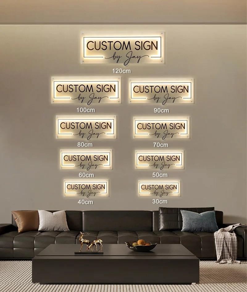 Business Neon Lights Mirror Logo Sign Hair Studio Sign Acrylic Custom Logo 3D Custom  Backlit Decoration Office Door Wall Sign