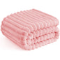 A Soft Cozy Faux Fur Rabbit Stripped Blanket, Warm and Thick for Bed, Sofa, Dormitory and Office, Versatile Use and Rich Colors