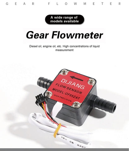 Liquid Flow Sensor G1/4 G1/2 G3/4 DC 3.5‑24V Pulse Gear Flow Meter 18‑3000L/H for Water Oil Milk Measurement