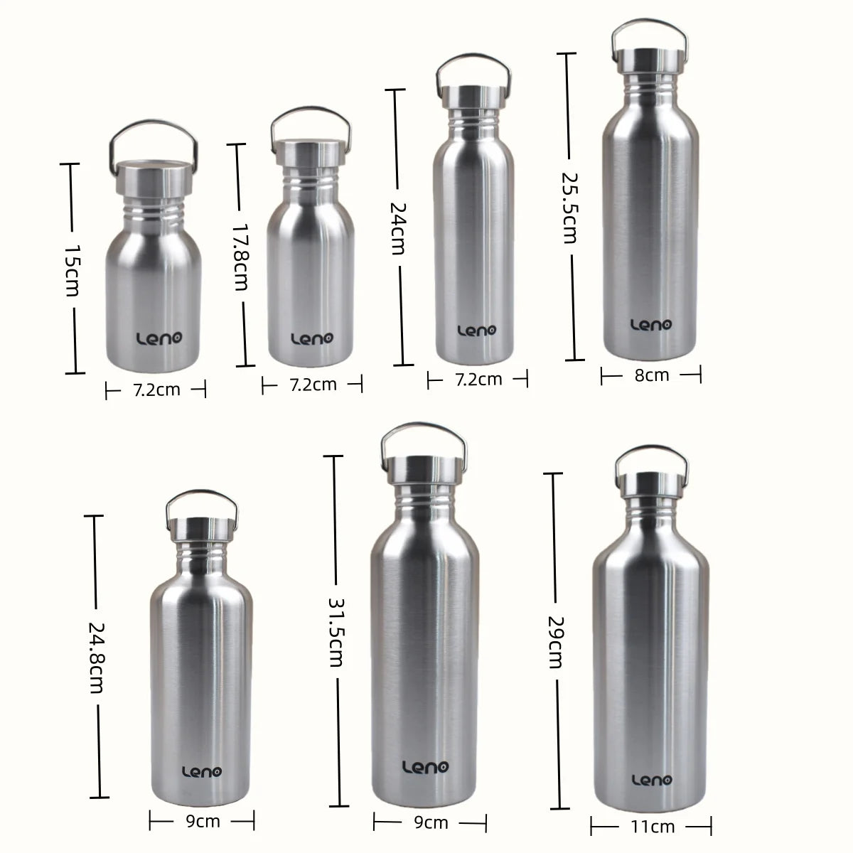 350-2000ml Stainless Steel Water Bottle Single Wall Metal Bottle for Camping Hiking Cycling Outdoor Sports Reusable Bottle