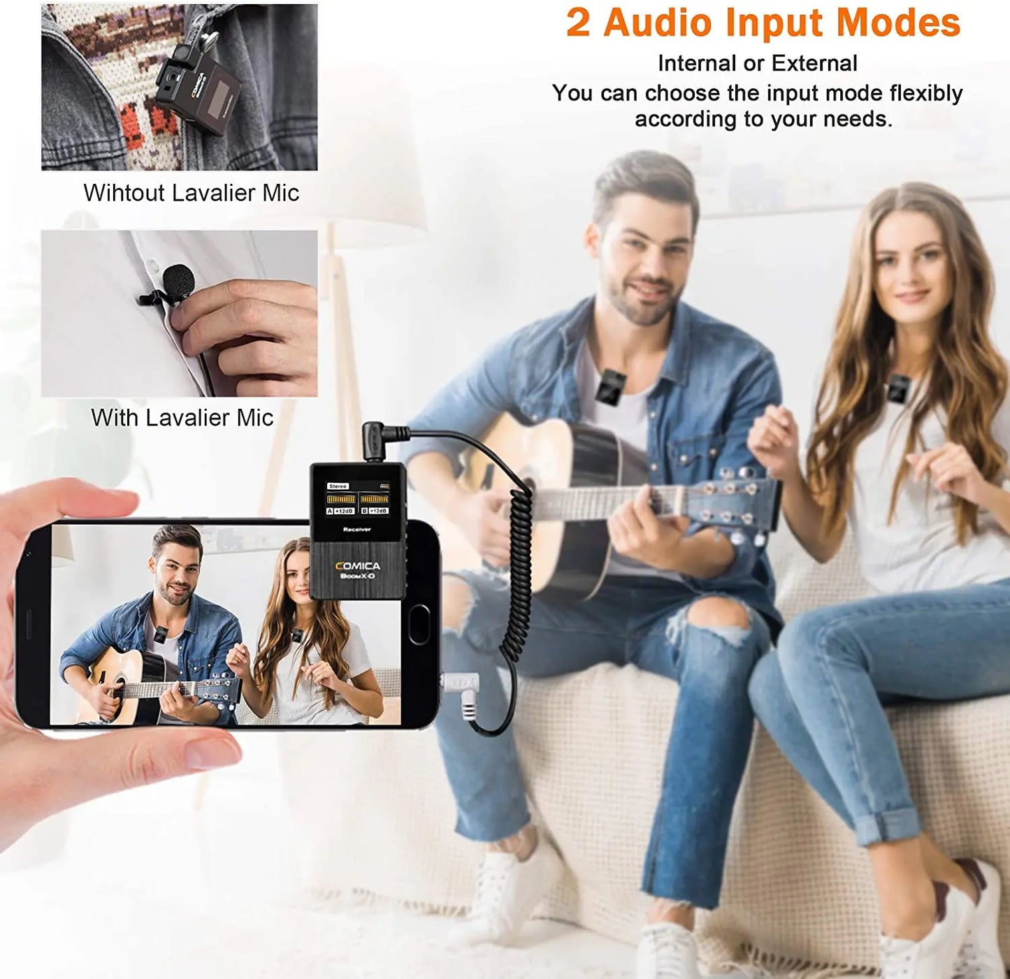 Comica BoomX-D 2.4G Wireless Microphone Dual-channel Lapel Microphone Condenser Lavalier Mic For PC Smartphone Camera Youtube