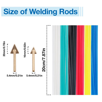 Plastic Welding Kit with 60 Rods and 2 Triangular Replacement Tips Surface Repair Tools for Welding and Repairing Plastic (PP)