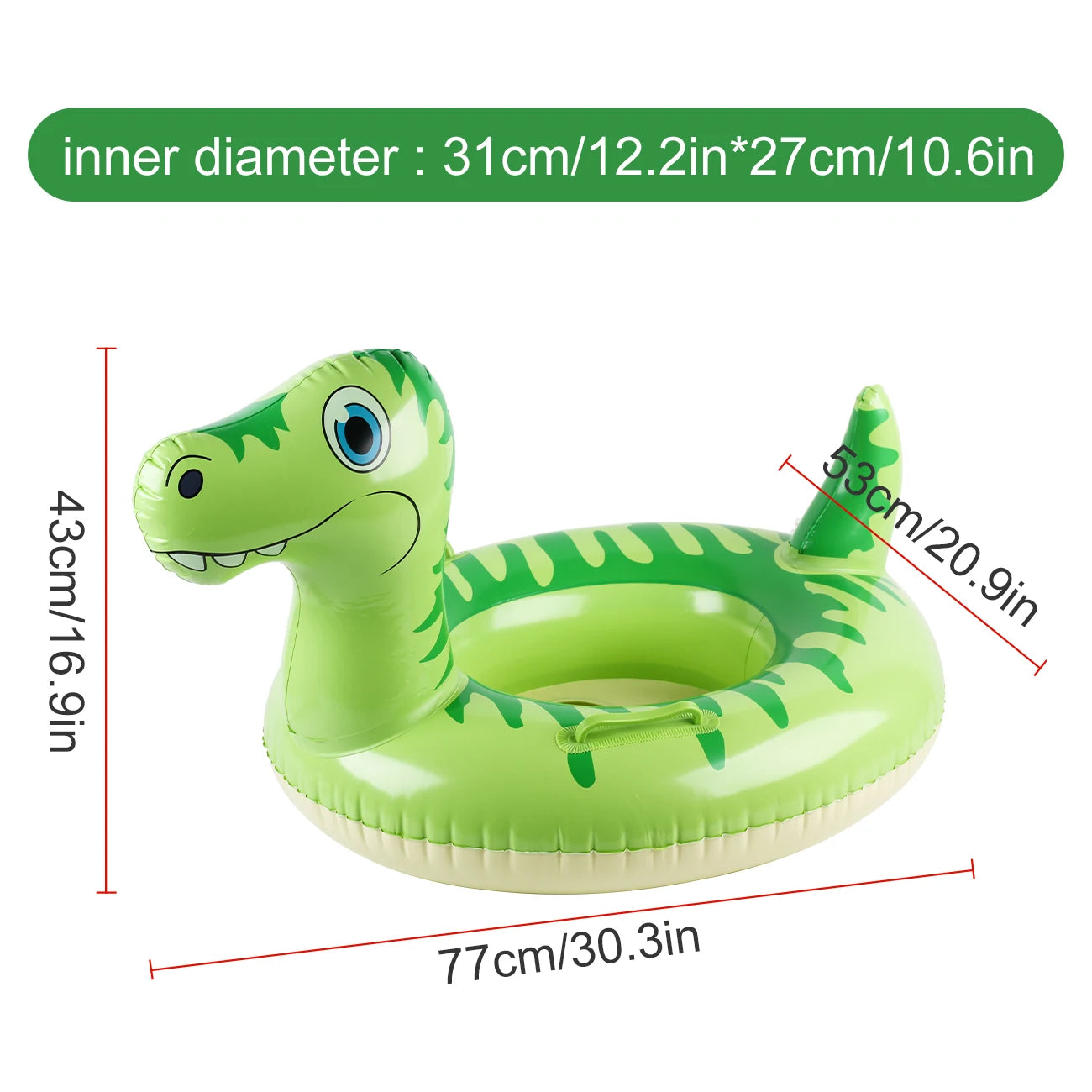 1PC Inflatable Animal Pool Float, Dinosaur Unicorn Swim Ring with Handle, Summer Water Toy Swimming Pool Accessories