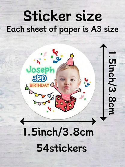 4CM Custom Birthday Stickers • Personalized Labels Waterproof & Adhesive  54/108/540Pcs Unique Gifts for Kids, Friends, School