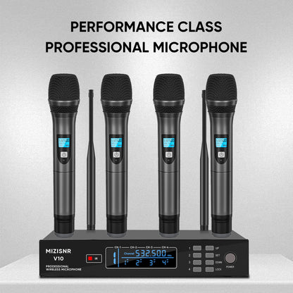 FULUODE V-10 4-channel professional wireless system with 4 handheld microphones