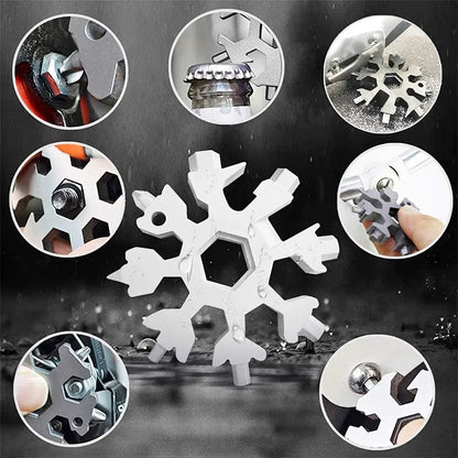 1-piece Set, Silver Snowflake Multifunctional Tool, Portable Wrench Bottle Opener and Other Maintenance Tools, Outdoor Camping