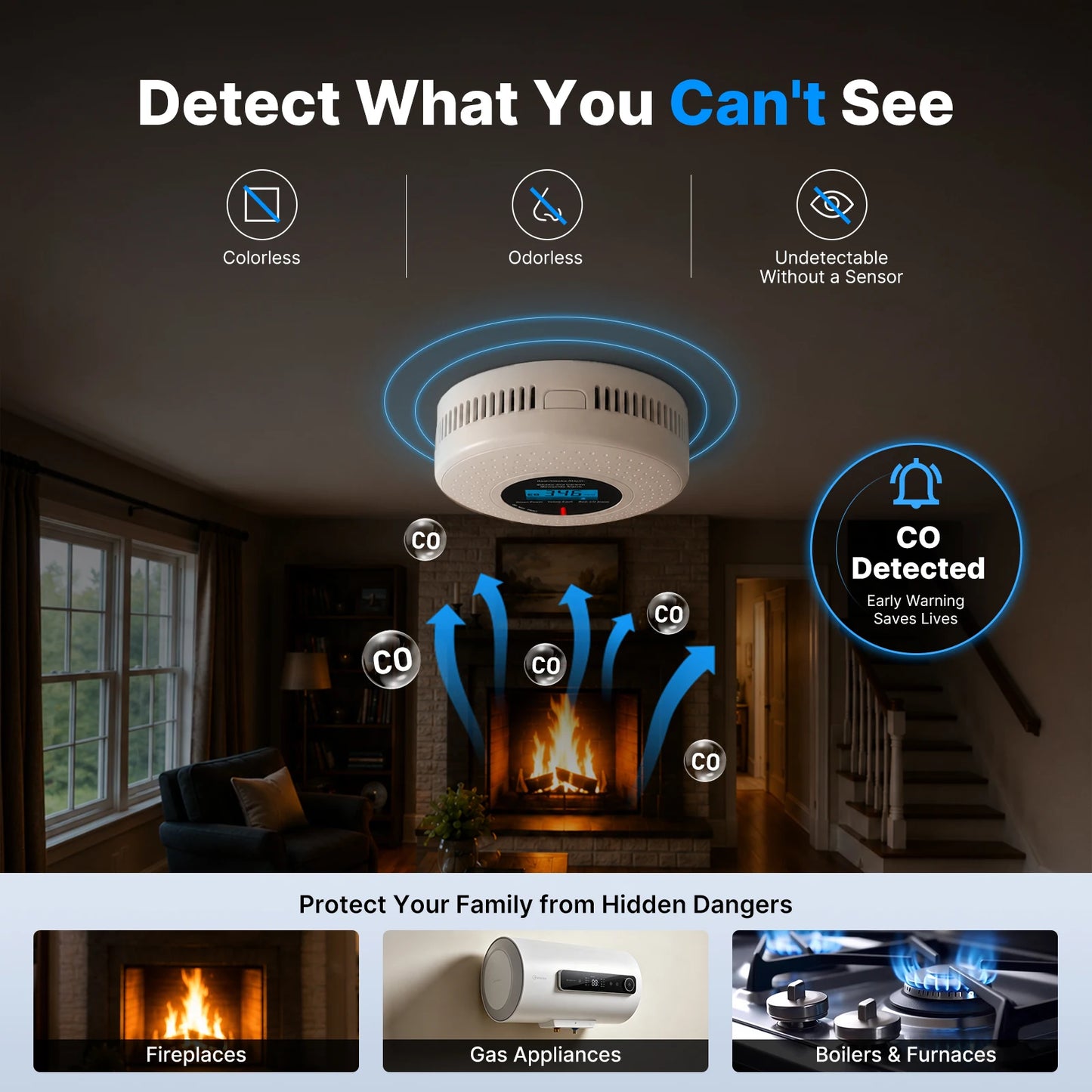 MOES Tuya ZigBee Smoke and Carbon Monoxide Detector 2-in-1 Smart CO Gas Alarm 85dB Siren Home Security App Remote Monitor Sensor