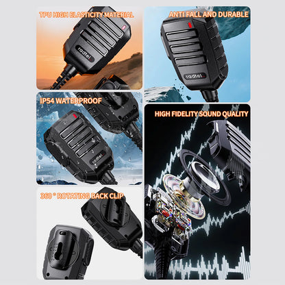 Radte R1S Speaker Microphone with 360° Rotating Belt Clip Loudspeaker for Radtel RT-4D RT-493 RT-860 RT-900 RT-910 RT-910B