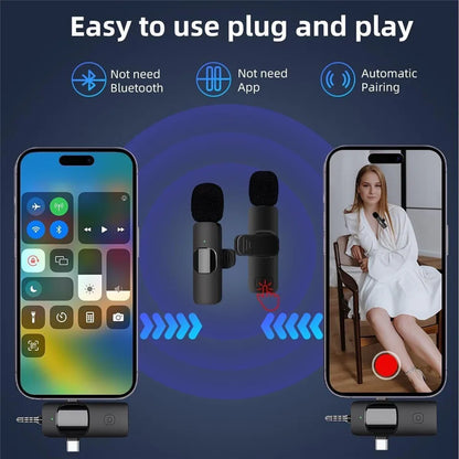 Professional 4 In 1 Wireless Lavalier Microphone for iPhone Android 3.5mm for Radio Live Recording Noise Reduction Mini Microph