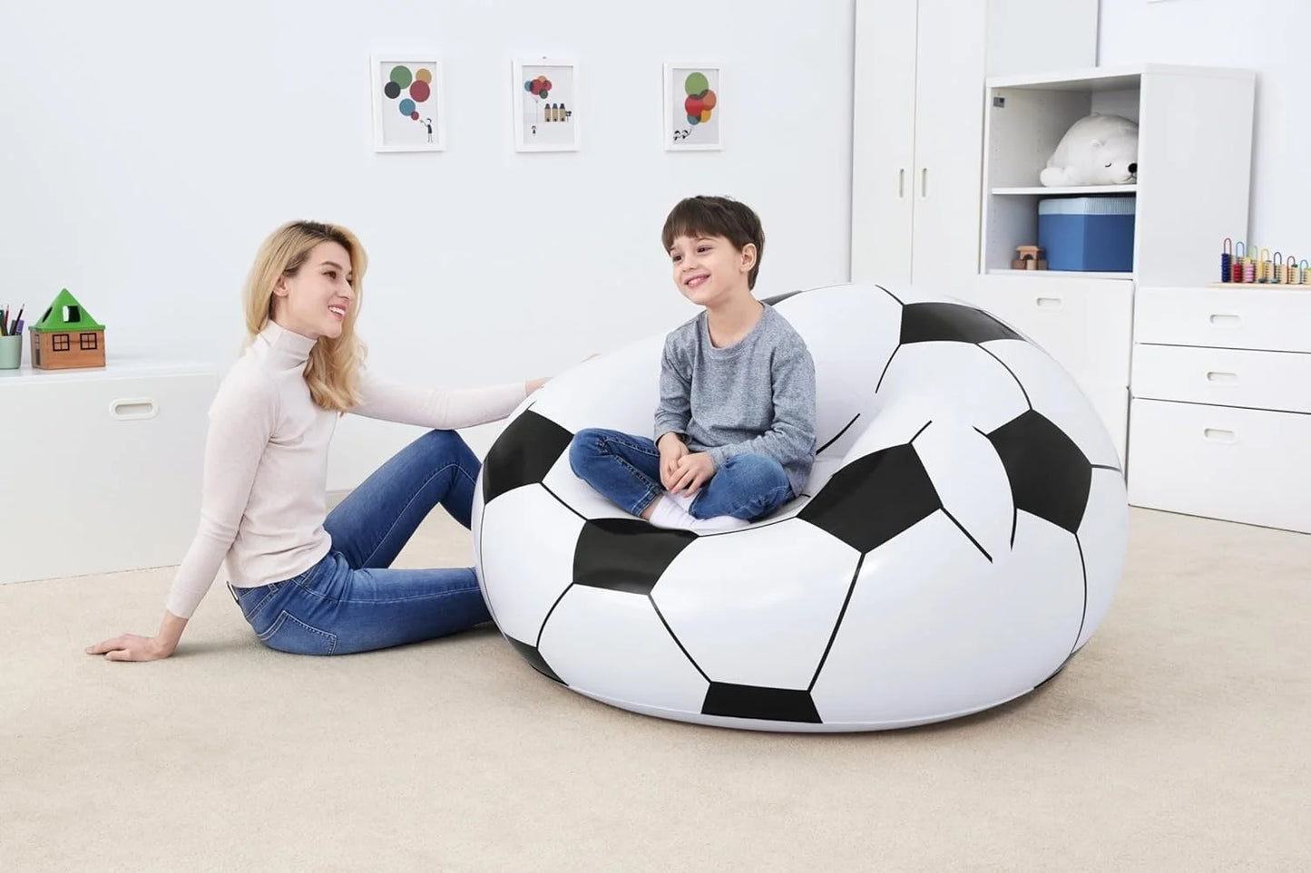 1pc Football Sofa Inflatable Chair Portable Lazy Couch Creative PVC Material Lightweight Compact Travel Beach Trip Park Festival