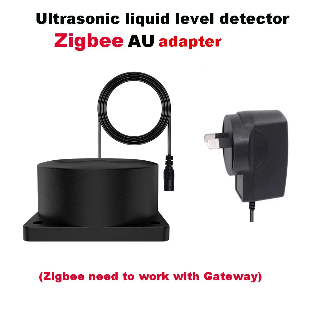Zigbee or WiFi Liquid Level Sensor Tuya Ultrasonic 433MHz Remote Control Indoor/Outdoor Tank Level Monitor with APP Alarms