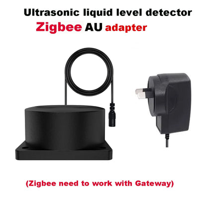 Zigbee or WiFi Liquid Level Sensor Tuya Ultrasonic 433MHz Remote Control Indoor/Outdoor Tank Level Monitor with APP Alarms