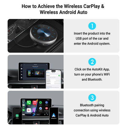 OTTOCAST P3 AI Box Android TV Box for HDMI out Wireless CarPlay Android Auto Car Accessories for Toyota VW Honda Kia Benz Nissan