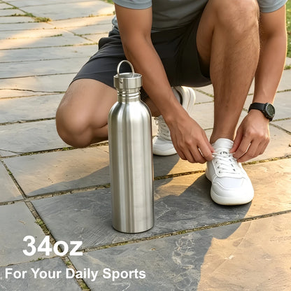 350-2000ml Stainless Steel Water Bottle Single Wall Metal Bottle for Camping Hiking Cycling Outdoor Sports Reusable Bottle