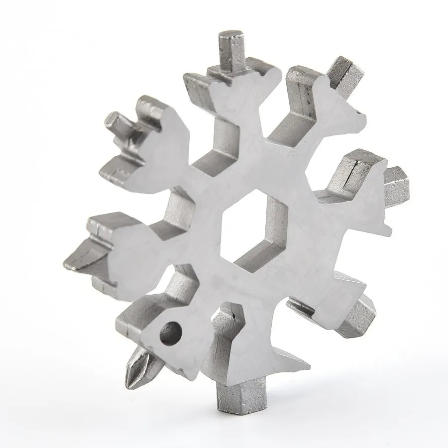 1-piece Set, Silver Snowflake Multifunctional Tool, Portable Wrench Bottle Opener and Other Maintenance Tools, Outdoor Camping