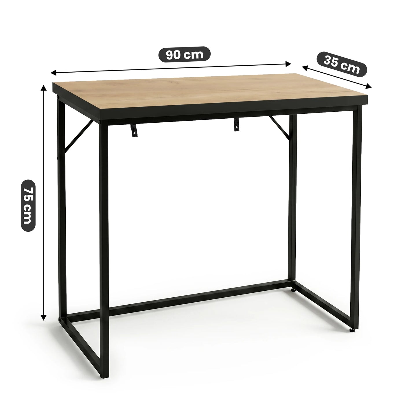Loft-style console table ORIGO 90 cm Craft Oak with black legs