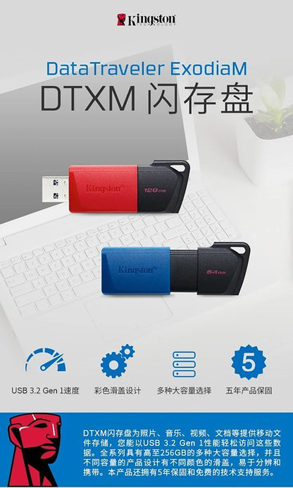 Kingston USB Flash Drive USB 3.2 Gen 1 Pen Drive 64GB 128GB 256GB Flash Disk Mini Key Memory Original Usb Stick3.2 Drives for PC