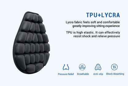 3D Motorcycle Air Seat Cushion, Pressure Relief Air Pad, Shock Absorbing Ventilation Motorcycle Air Seat Cover, Portable