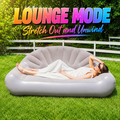 1PC Outdoor Inflatable Sofa, Air Couch Portable Lounge Chair Flocked Lazy Sofa Bed for Garden Patio Beach Camping