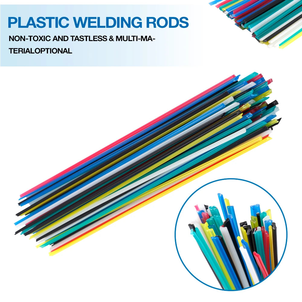 Plastic Welding Kit with 60 Rods and 2 Triangular Replacement Tips Surface Repair Tools for Welding and Repairing Plastic (PP)
