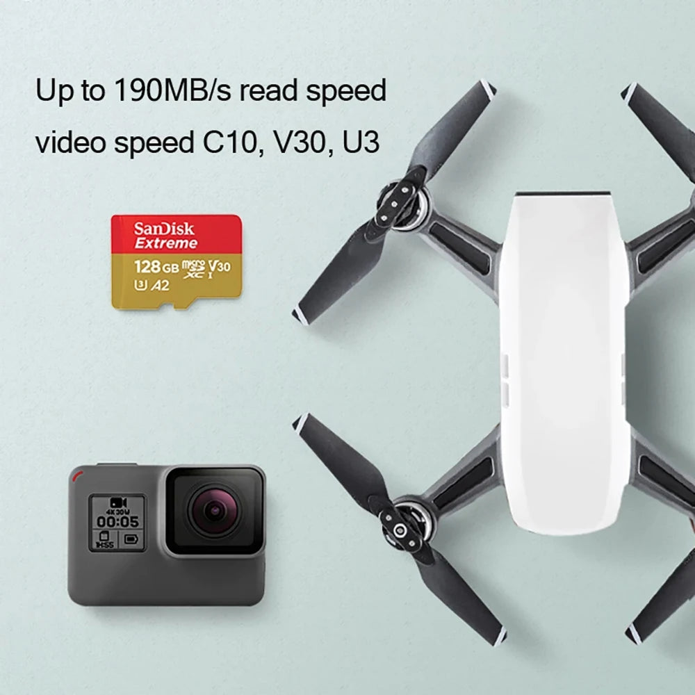 SanDisk V30 Extreme Micro SD Card A2 U3 4K 64GB 128GB 256GB 512GB 1T Memory Card Flash TF for Steam Deck Switch DJI Camera Phone