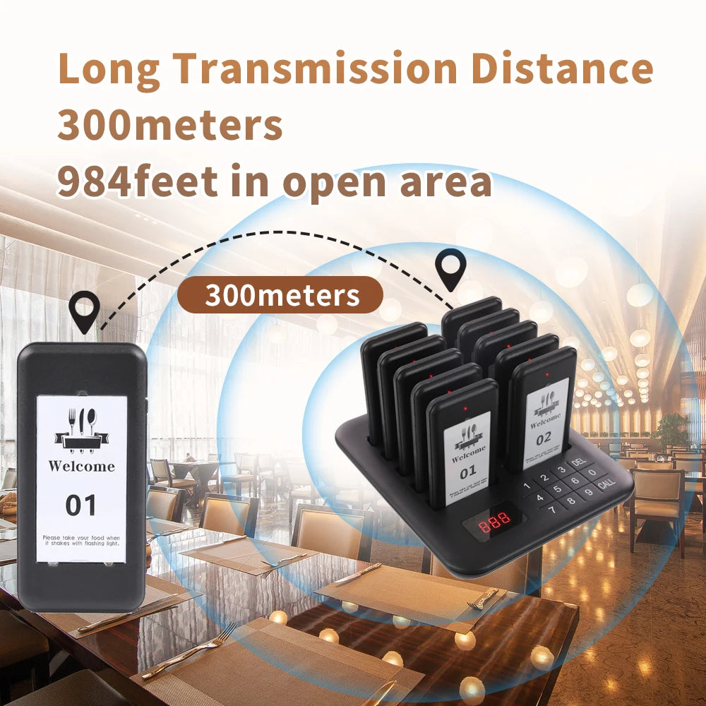 Wireless Restaurant Pager System Guest Customer Waiter Queue Calling Paging Beeper Pager Buzzer For Food Court Cafe  Beach Bar