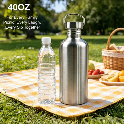 350-2000ml Stainless Steel Water Bottle Single Wall Metal Bottle for Camping Hiking Cycling Outdoor Sports Reusable Bottle