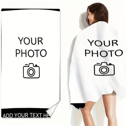 Personalized Beach Towel Custom Photo Name/logo/Word Oversized Microfiber Towel Wedding Party Souvenir for Beach Swimming Bath