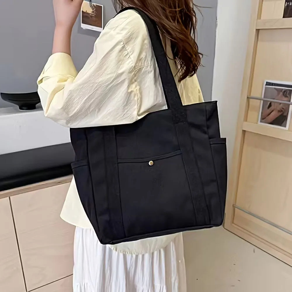 Large-Capacity College Sail-Style Zippered Tote Bag - Durable And Spacious Work Bag, Suitable For Students And Professionals