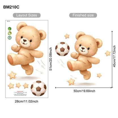 Adorable Teddy Bear Balloons Stars Clouds Wall Sticker Nursery Child Room Art Vinyl Decal Kids Room Bedroom Living Home Decor