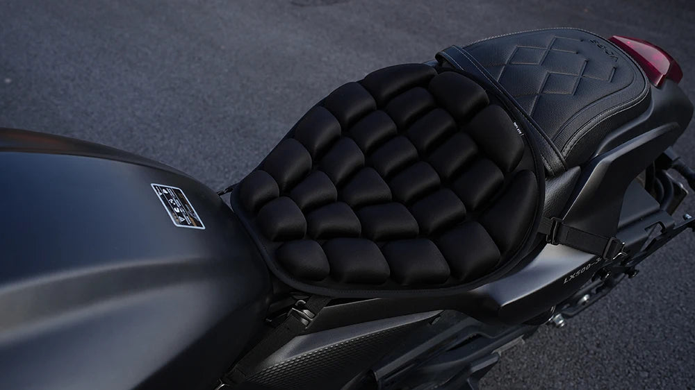 3D Motorcycle Air Seat Cushion, Pressure Relief Air Pad, Shock Absorbing Ventilation Motorcycle Air Seat Cover, Portable