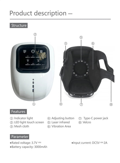 Knee Massager Smart Red Light and Massage Therapy for Swelling Stiff Joints Stretched Ligament and Muscles Injuries Gifts