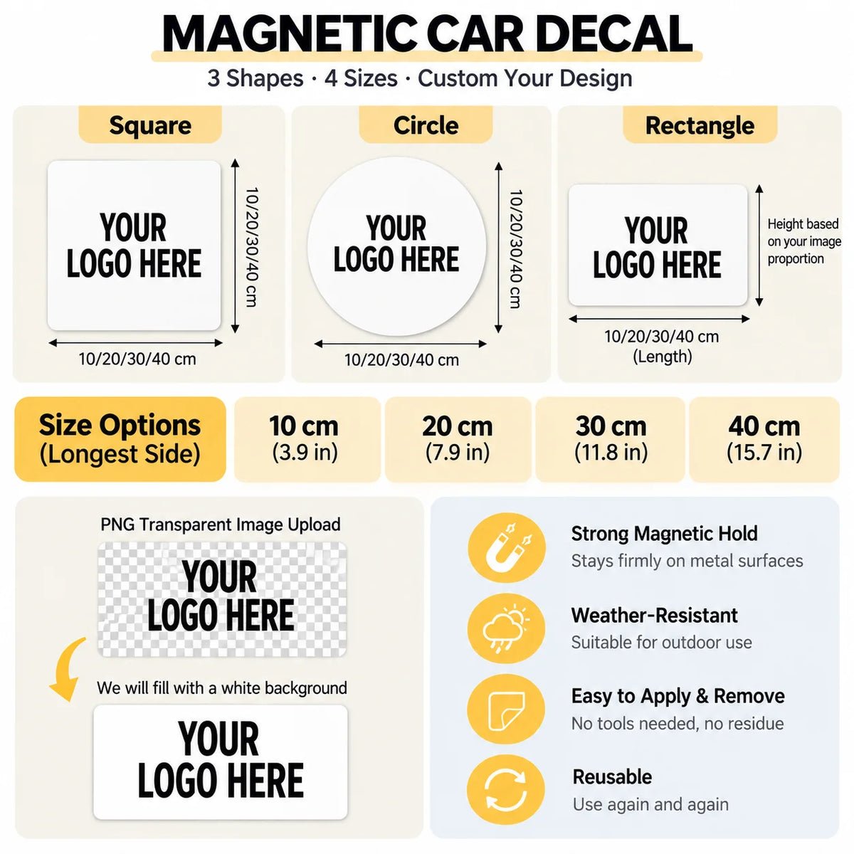 Custom Car Magnet Stickers, Durable Car Magnets, Perfect for Commercial Vehicle Advertising, Customize Your Logo
