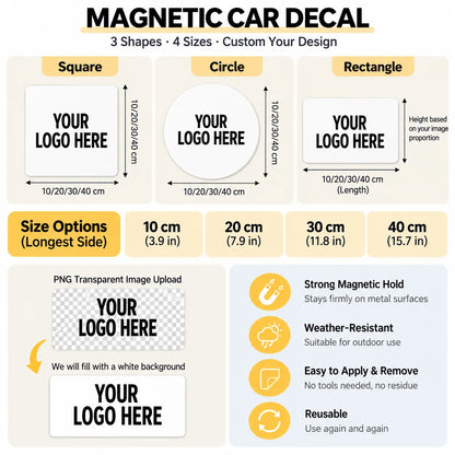 Custom Car Magnet Stickers, Durable Car Magnets, Perfect for Commercial Vehicle Advertising, Customize Your Logo