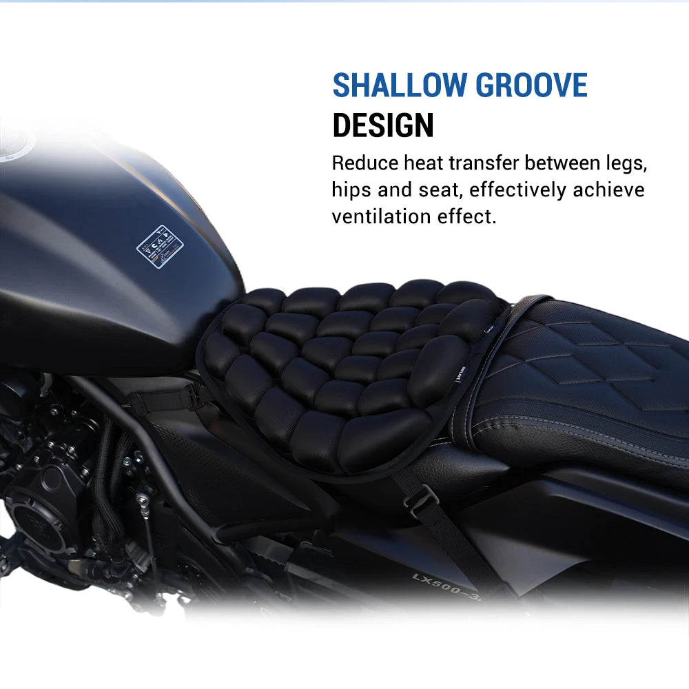 3D Motorcycle Air Seat Cushion, Pressure Relief Air Pad, Shock Absorbing Ventilation Motorcycle Air Seat Cover, Portable